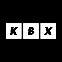the logo for kbbx on a black background