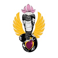 a cobra with wings and a lotus flower