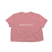 a cropped t - shirt with the word beautiful on it
